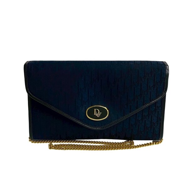 CHRISTIAN DIOR Blue Leather Trotter Shoulder Bag